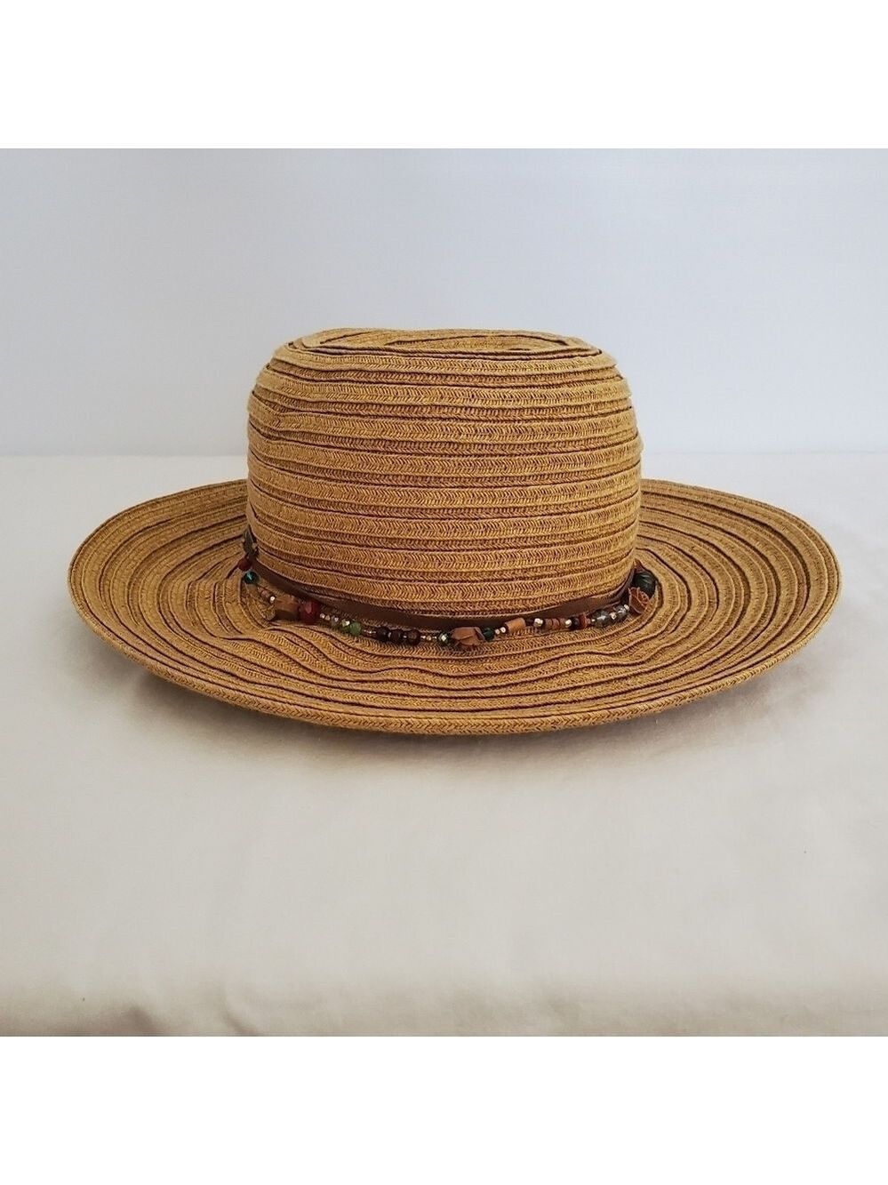 CAPPELLI STRAWORLD WOMEN SUN HAT STAGECOACH COACHELLA STRAP COLOR BEADS ROSES